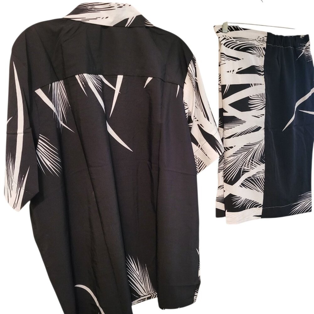 Men's Black and white casual summer 2 piece short set